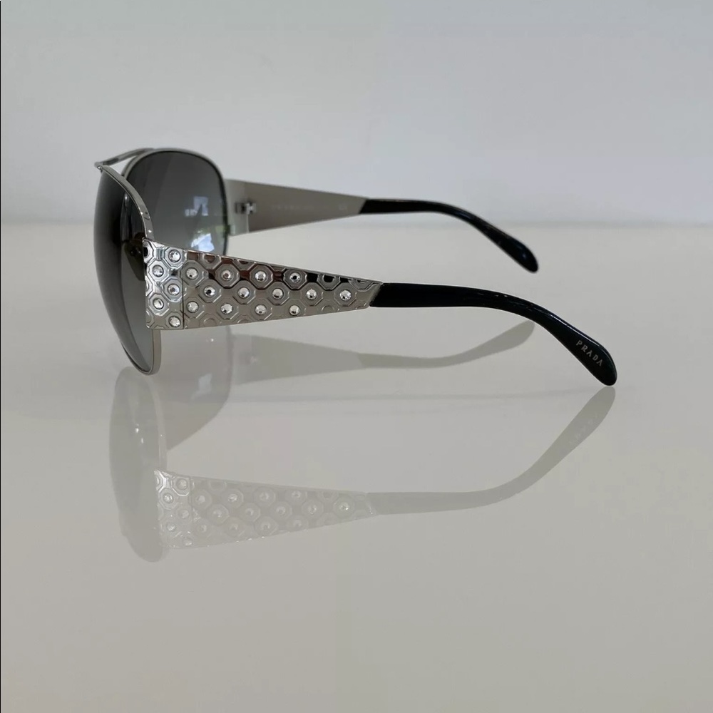 Prada Gray Gradient Silver Aviator Sunglasses - image 5